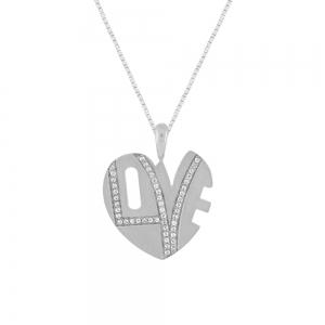 1/4 CT T.W. Diamond Heart-shaped Love Pendant In 10KT White Gold