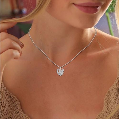 1/4 CT T.W. Diamond Heart-shaped Love Pendant In 10KT White Gold