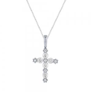 Bella by Ovani® Round Diamonds Cross Pendant 0.5 Ct. T.w. in 14K White Gold