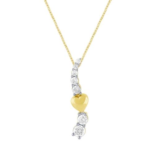 Novello Lab-grown Diamond Life Journey Heart Pendant 0.33 Ct. T.w. in 10K Yellow Gold
