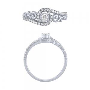 Lab-grown Diamond Round Halo RBC Bezel Pave-set Promise Ring 0.25 Ct. T.w. in 10K White Gold
