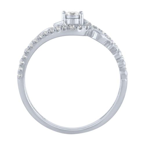 Lab-grown Diamond Round Halo RBC Bezel Pave-set Promise Ring 0.25 Ct. T.w. in 10K White Gold