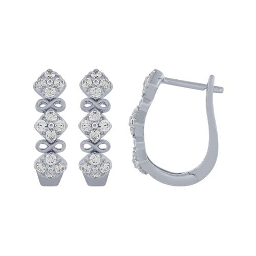 1/2 Ct. T.w. Diamond Round Infinity Hoop Earrings In 10kt White Gold
