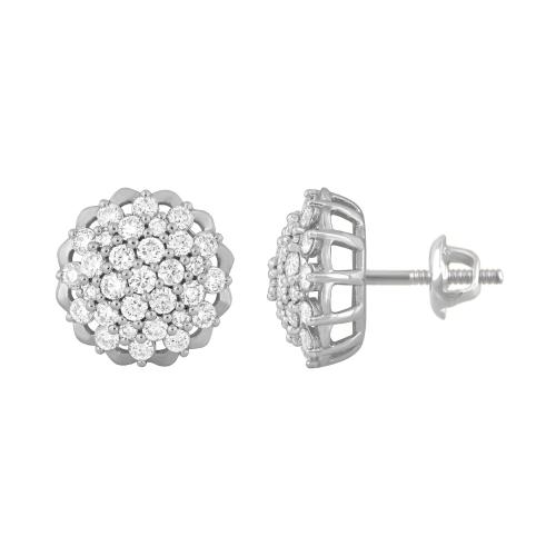 1.5 Ct. T.w. Lab-grown Diamond Flower Stud Earrings - Novello In 14Kt White Gold