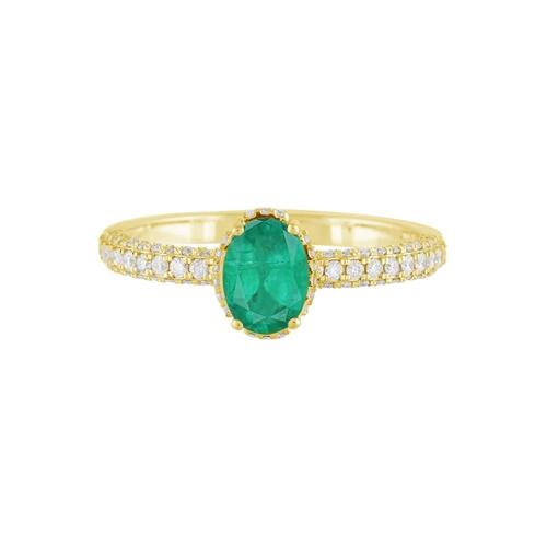 0.42CT. T.W. DIAMOND 0.55CT EMERALD OVAL SHAPE LADYS RING IN 14KT GOLD