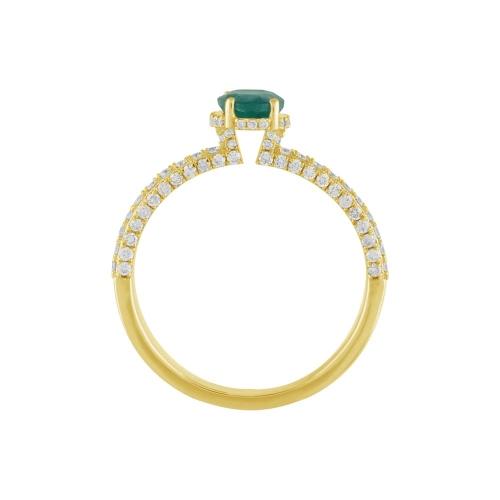 0.42CT. T.W. DIAMOND 0.55CT EMERALD OVAL SHAPE LADYS RING IN 14KT GOLD
