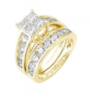 Novello Lab-grown Diamonds Quad Bridal Set 3 Ct. T.w. in 14K Yellow Gold
