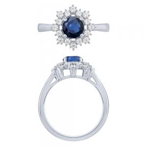 Sapphire and Diamond Floral Ring - 0.33 Ct. T.w. in 14K White Gold