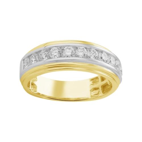 Ultimate Value® Lab-grown Diamonds Channel-Set Diamond Men's Wedding Band - 1 Ct. T.w. in 10K Yellow White Gold