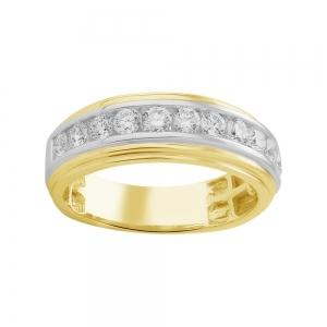 Ultimate Value® Lab-grown Diamonds Channel-Set Diamond Men's Wedding Band - 1 Ct. T.w. in 10K Yellow White Gold