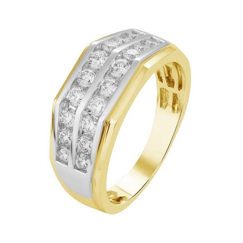 Ultimate Value® Lab-grown Diamonds 2-Row Channel-set Men's Fashion Ring - 1 Ct. T.w. in 10K Yellow White Gold