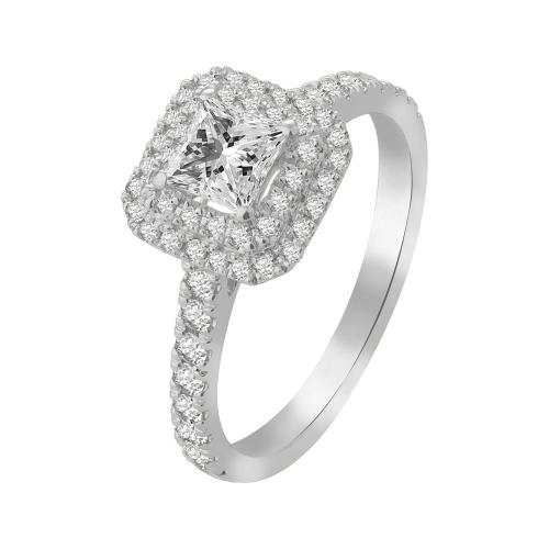 1/2 Ct. Center & 1 Ct. T.w. Lab-grown Diamond Double Halo Princess Bridal Ring Ultimate Value® - Novello In 10Kt White Gold