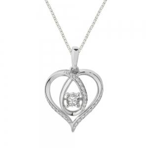 Ultimate Value® Lab-grown Diamonds Heart and Suspended Diamond with Swirl Accents Pendant - 0.50 Ct. T.w. in 10K White Gold