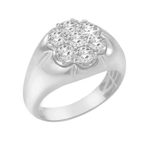 Ultimate Value® Lab-grown Diamonds 7-stone Floral Cluster Men's Ring - 1 Ct. T.w. in 10K White Gold