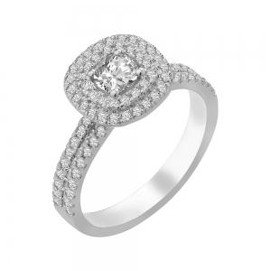 Ultimate Value® Lab-grown Diamonds Cushion-cut Double Halo Split Shank Ring - 1 Ct. T.w. in 10K White Gold