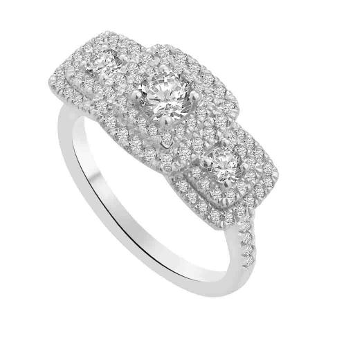 Ultimate Value® Lab-grown Diamonds 3-stone Double Halo Ring - 1 Ct. T.w. in 10K White Gold