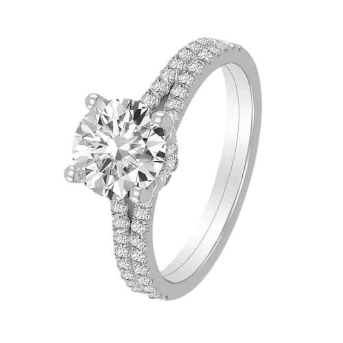 Ultimate Value® Lab-grown Diamonds Round Brilliant Solitaire Pave Bridal Set - 1 Ct. T.w. in 10K White Gold