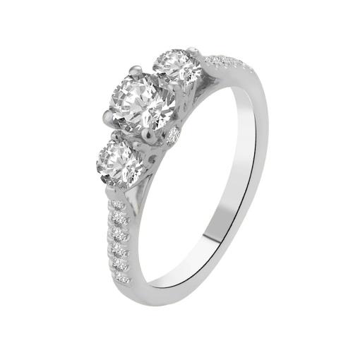 Ultimate Value® Lab-grown Diamonds 3-stone Round Brilliant Double Halo Ring - 0.50 Ct. T.w. in 10K White Gold