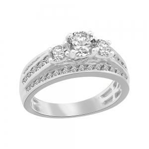 Ultimate Value® Lab-grown Diamonds 3-stone Round Brilliant Split Shank Bridal Ring - 1.50 Ct. T.w. in 10K White Gold