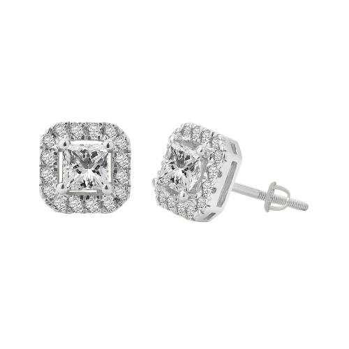 1 Ct. Center & 1.5 Ct. T.w. Lab-grown Diamond Princess Halo Earrings Ultimate Value®- Novello In 10Kt White Gold