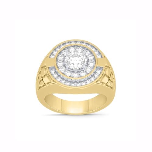 2 Ct. T.w. Lab-grown Diamond Cuban Men Fashion Ring - Novello In 14Kt Yellow Gold