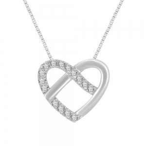 1/4 Ct. T.w. Lab-grown Diamond Knotted Heart Pendant - Novello In 10Kt White Gold