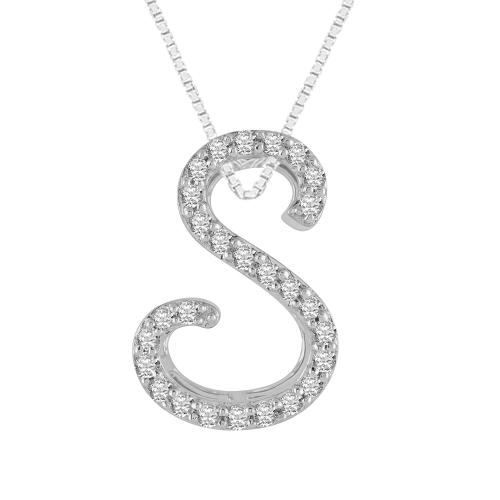 Novello Lab-grown Diamond Letter S Initial Pendant 0.13 Ct. T.w. in 10K White Gold
