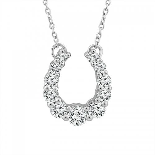 Bella by Ovani® Lab-grown Diamonds Horse-shoe Necklace 0.80 Ct. T.w. in 14K White Gold