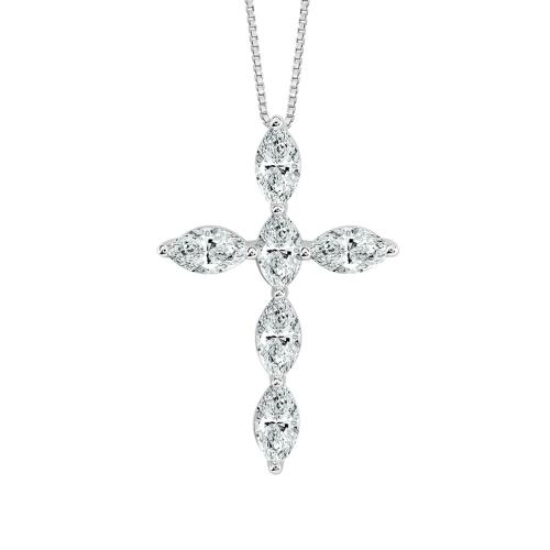Bella by Ovani® Lab-grown Diamonds Marquise Cross Pendant 1.25 Ct. T.w. in 14K White Gold