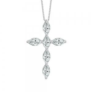 Bella by Ovani® Lab-grown Diamonds Marquise Cross Pendant 1.25 Ct. T.w. in 14K White Gold