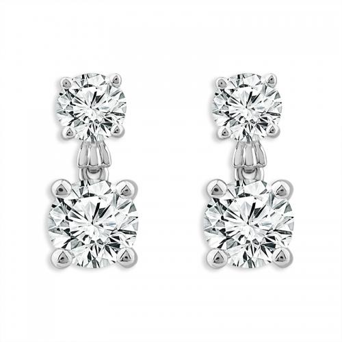 Novello Lab-grown Diamonds 2-stone Dangling Earrings 2.20 Ct. T.w. in 14K White Gold