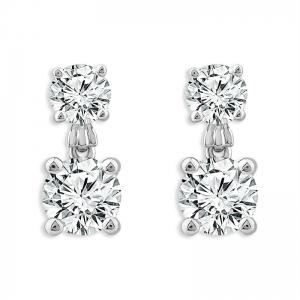 Novello Lab-grown Diamonds 2-stone Dangling Earrings 2.20 Ct. T.w. in 14K White Gold