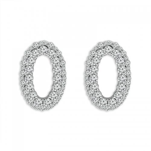 Novello Lab-grown Diamonds Oval Halo Studs - 2.30 Ct. T.w. in 14K White Gold