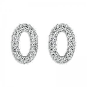 Novello Lab-grown Diamonds Oval Halo Studs - 2.30 Ct. T.w. in 14K White Gold