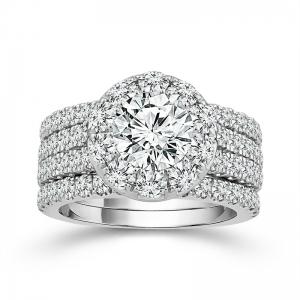 Novello Lab-grown Diamonds Round Halo Bridal Set 2 Ct. T.w. in 14K White Gold