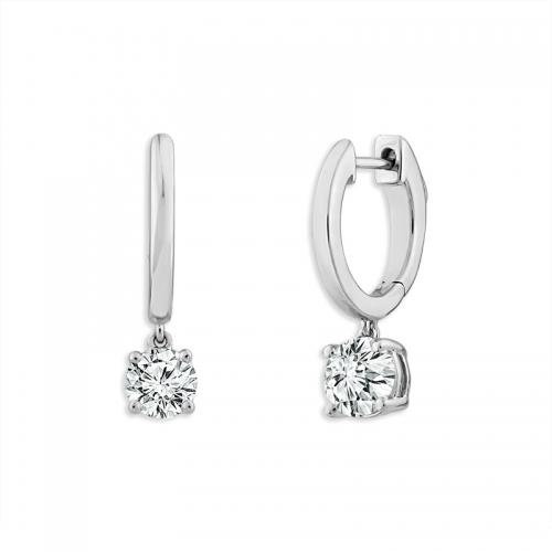 Bella by Ovani® Lab-grown Diamonds Round Solitaire Dangling Earrings 1.10 Ct. T.w. in 14K White Gold