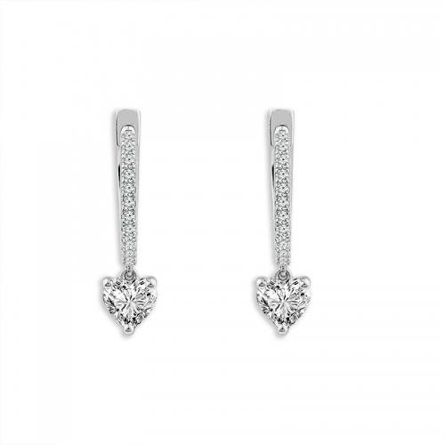 Novello Lab-grown Diamonds Heart-cut Solitaire Drop Earrings 1 Ct. T.w. in 14K White Gold