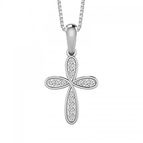 Bella by Ovani® Lab-grown Diamonds Marquise Elongated Arms / Marquise-Arm Cross Pendant 0.10 Ct. T.w. in 14K White Gold
