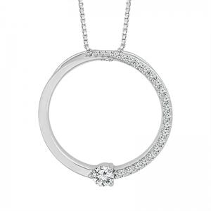 Novello Lab-grown Diamonds Circle of Life Cross Pendant 0.22 Ct. T.w. in 14K White Gold