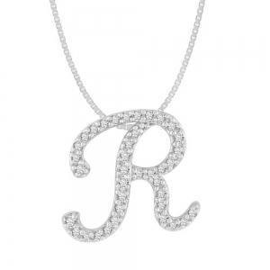 Novello Lab-grown Diamonds Letter R Initial Pendant 0.50 Ct. T.w. in 10K White Gold