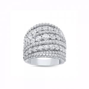 Novello Lab-grown Diamonds Graduated 8-row Ring 4 Ct. T.w. in 14K White Gold