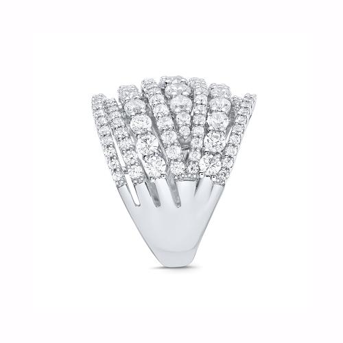 Novello Lab-grown Diamonds Graduated 8-row Ring 4 Ct. T.w. in 14K White Gold