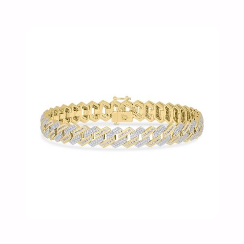 3 Ct. T.w. Lab-grown Diamond Cuban Men's Bracelet - Novello In 10Kt Yellow Gold