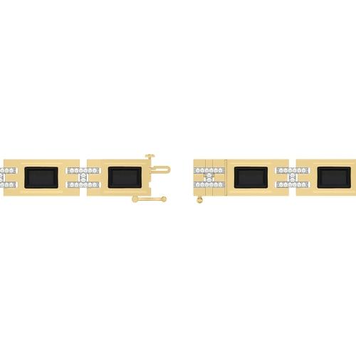 Novello Lab-grown Diamonds Onyx Link Men's Bracelet 0.50 Ct. T.w. in 10K Yellow Gold