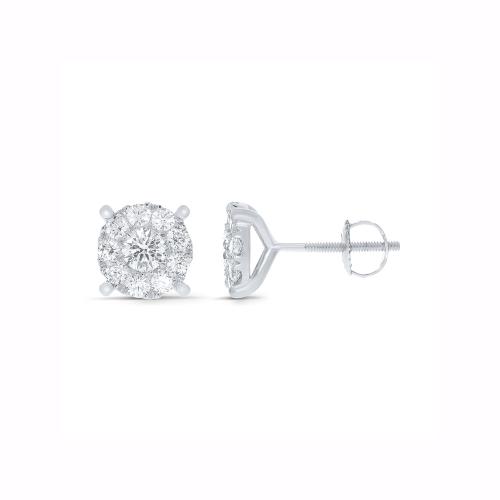 Novello Lab-grown Diamonds Round Halo Studs 2 Ct. T.w. in 14K White Gold