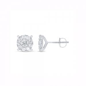 Novello Lab-grown Diamonds Round Halo Studs 2 Ct. T.w. in 14K White Gold