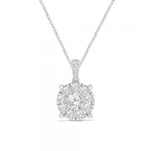 Novello Lab-grown Diamonds Halo Pendant 1 Ct. T.w. in 14K White Gold