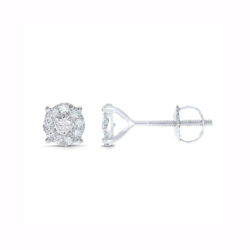 Novello Lab-grown Diamonds Round Halo Studs 0.50 Ct. T.w. in 14K White Gold