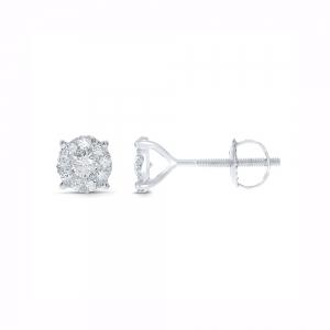 Novello Lab-grown Diamonds Round Halo Studs 0.50 Ct. T.w. in 14K White Gold