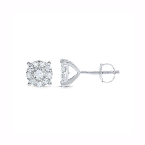 Novello Lab-grown Diamonds Round Halo Studs 0.50 Ct. T.w. in 14K White Gold